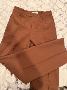 Mango Wide-Leg Tailored Pants in Warm Brown